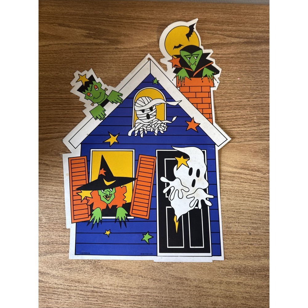 Vintage 1992 Penn Corp Halloween Haunted House Cardboard Cut Out